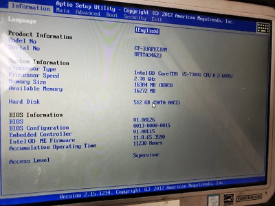 Panasonic Toughbook CF-33 12" 2.6 GHz i5-7300U 16GB RAM 512GB SSD - Image 1 of 4