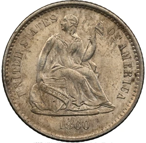 1860-O Seated Half Dime H10C CACG MS62 (CAC) - Picture 1 of 3
