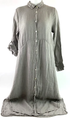Meo Meli 100% Linen Long Sleeve Shirt Dress Pewter Grey Made in Italy M / L - Image 1 of 4