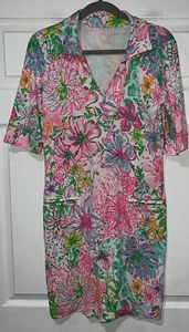 Lilly Pulitzer Gr. S Halbarm Mehrfarbig Blumen Kragen Kleid mit Taschen EUC! - Bild 1 von 7