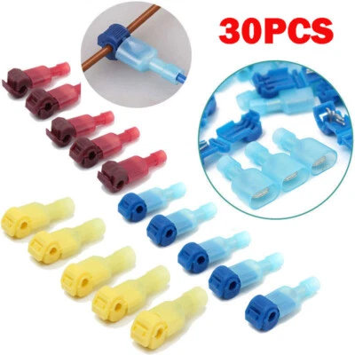 30Pcs Car Wire Connector Audio Quick Splice Crimp Terminal & Male Spade 22-10AWG - Image 1 of 4