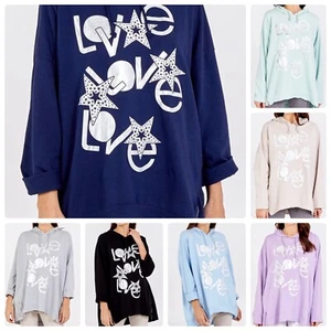 Italienisches Kapuzenpullover Love Star Damen mit Reißverschluss - Bild 1 von 24