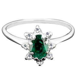 1.50Ct 100% Natural Green Emerald IGI Certified Diamond Ring In 14KT White Gold