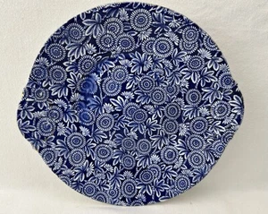 Antique Staffordshire Blue Chintz Transferware Serving Cake Plate 10” Wide 19th - Picture 1 of 10