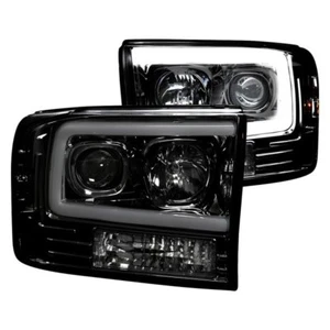 Faros proyectores Recon negro/humo con halos OLED para 99-04 F250/350/450/550 - Imagen 1 de 3