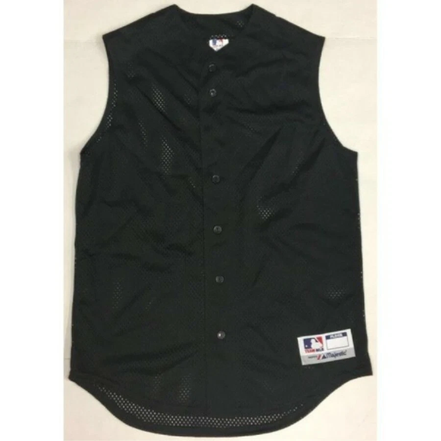 Majestic #6548 Black Sleeveless Mesh Jersey Adult