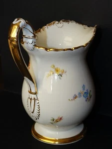 19th c Meissen Pitcher Jug Tall Creamer (6.5") - Floral w/ Gilding - Excellent - Picture 1 of 23