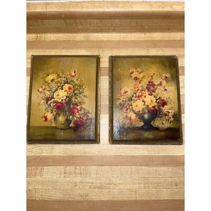 Vintage Artist Maurice DeCamps Floral Mystic and Floral Fantasy Wall Plaques - Picture 1 of 8