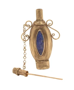 Middle Eastern lost wax Silver alloy and Lapis snuff bottle - Picture 1 of 4