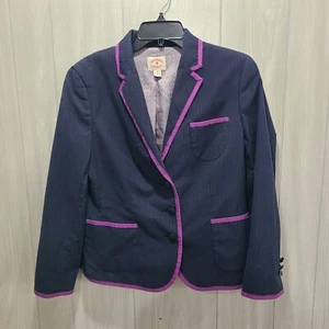 Brooks Brothers Navy Blue Blazer with dark Purple Trim Women size 10 fairy - Picture 1 of 13
