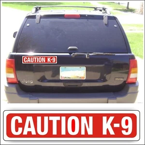 Magnet Magnetic Sign CAUTION K-9 for Car Truck Guard with Dog on Board, Cage RED - Picture 1 of 2