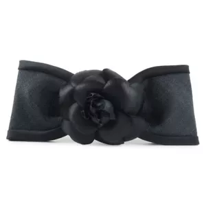 CHANEL Ribbon motif Valletta Camelia black Satin ribbon Women - Picture 1 of 5