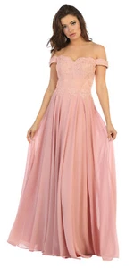 Womens Dresses For Bridesmaids Evening Formal Long Off Shoulder A Line Plus Size - Picture 1 of 19