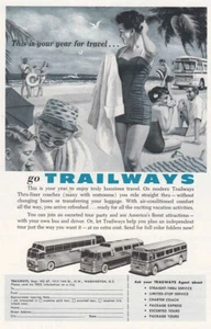 1957 Trailways: Beach Vintage Print Ad - Picture 1 of 1
