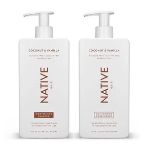 Set de champú y acondicionador nativo de coco y vainilla - natural, sin sulfatos, paquete de 2 - Imagen 1 de 7