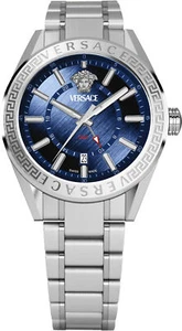 Versace VEAFA0424 V-Code GMT blau silber Edelstahl Herren Uhr NEU - Bild 1 von 5