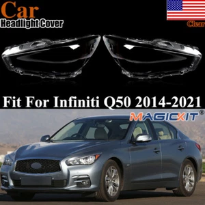 For Infiniti Q50 2014-2021 Front Left Right Headlight Headlamp Lens Cover Pair - Picture 1 of 15