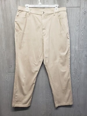 Pantalones de ciervo blancos para mujer 18 Petite Crop chinos elásticos altos rectos 34x27 tostados Foto 1 de 4