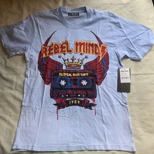Rebel Minds Men’s NWT Mental Mix Tape T Shirt Sz Medium Sky blue B3 - Picture 1 of 5