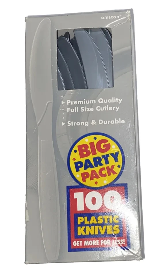 Cuchillos de plástico de tamaño completo de calidad premium 100 unidades grises fuertes nuevos en caja Foto 1 de 1