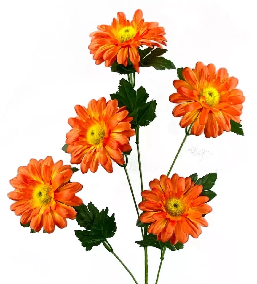 5 x Daisy Silk Flowers, 28" Spray, Artificial Stem, Wedding Bouquet, Fake Faux - Image 1 of 1