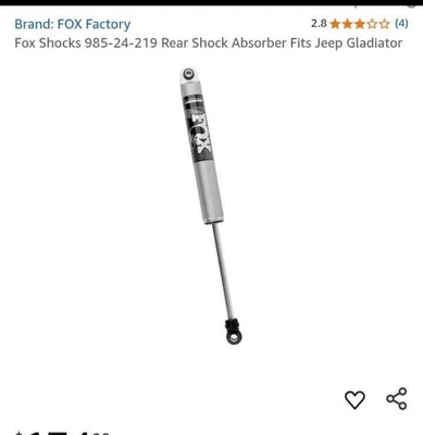 Par de amortiguadores traseros FOX Performance 2.0 elevación de 0-1.5" para Jeep Gladiator 2020-2023 Foto 1 de 3