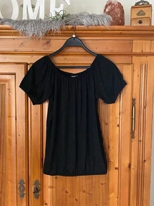 JANINA Damen T-Shirt mit Carmen-Ausschnitt Gr. 36 schwarz meliert - Bild 1 von 4
