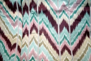 CHEVRON IN BROWN, PINK AND BLUE - TAPESTRY WEIGHT - COTTON FABRIC - Picture 1 of 4