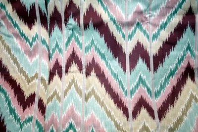 CHEVRON IN BROWN, PINK AND BLUE - TAPESTRY WEIGHT - COTTON FABRIC - Image 1 of 4