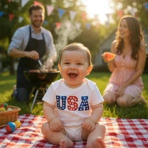 Individueller USA Foliendruck Fourth Of July Onesie - NEU - Bild 1 von 4