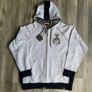 AKADEMIKS Mens Full Zip Cotton Hoodie Jacket 3XL Crest Streetwear Art Deco Hood - Picture 1 of 6