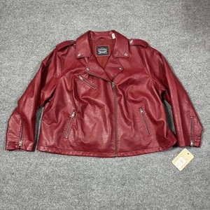 Levi's Damengröße 4X Reißverschluss vorne Moto Kunstlederjacke neu mit Etikett - Bild 1 von 8