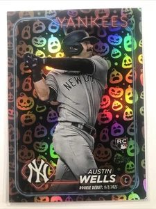 Austin Wells 2024 Topps Card #US325 ROOKIE RC “JACK O LANTERN” HOLO SSP YANKEES - Picture 1 of 2