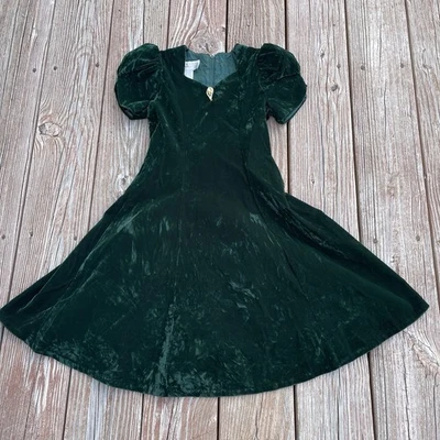 Vestido de novia Jessica McClintock niña flor talla 6 broche de terciopelo aplastado verde Foto 1 de 4