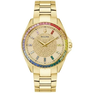Bulova Phantom Men's Crystal Champagne Dial Quartz Watch 97A179 - Picture 1 of 2