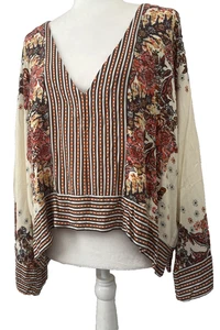 Blusa Free People Mujer Boho Peastant Cuello en V Floral Talla XL - Imagen 1 de 6