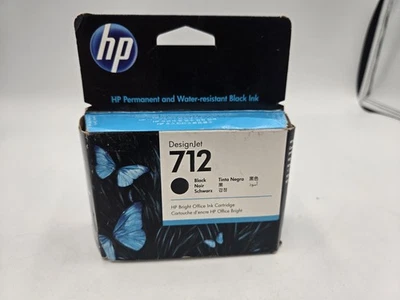 Genuine HP 712 DesignJet Ink Cartridge Black 3ED71A 80-ml EXP 08/2022 - Image 1 of 4