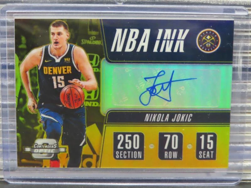 2018-19 Contenders Optic Nikola Jokic Gold Prizm NBA Ink Autograph Auto #03/10