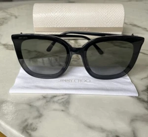 JIMMY CHOO Black Sunglasses Nettal/F/SK Gray Gradient Cat Eye w Case MSRP $280 - Picture 1 of 8