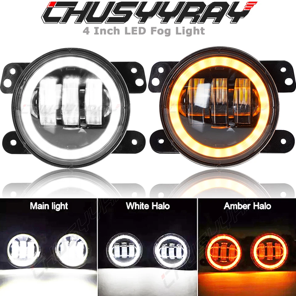 适用于 2007 - 2013 年 GMC Sierra 1500 2500 3500 对 4 英寸圆形 LED 防撞雾灯 DRL — 第 1/4 张图片