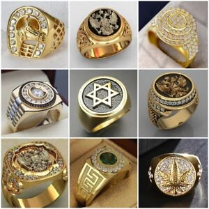 Women Men 18K Gold Plated Cubic Zirconia Rings Wedding Party Jewelry Gift Sz6-13