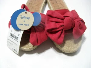 Disney Mickey Mouse Junk Food Girls Espadrille Slide Red Bow Size 13 NWT - Picture 1 of 5