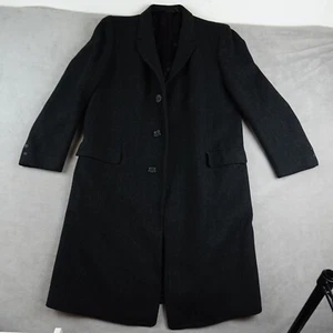 Broadstreets Overcoat Coat Mens 42 Black Three Button Long Wool Notch Lapel Wool - Picture 1 of 22