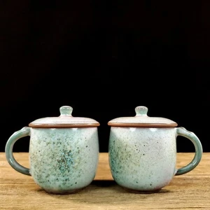 Porcelana antigua china de 4,8" un par de tazas de té esmaltadas Song Jun Kiln - Imagen 1 de 9
