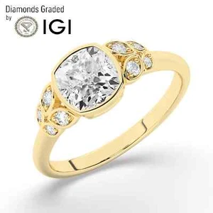 Cushion Solitaire Labgrown Diamond Engagement Ring 18k Yellow Gold 1.60Ct D VVS2 - Picture 1 of 23