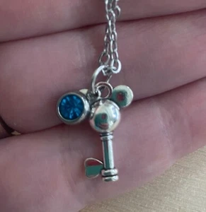 Mouse ear key/rhinestone on stainless steel necklace, gift girls, teens, women - Picture 1 of 13