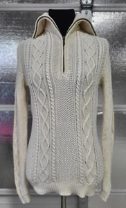 Lauren -Ralph Lauren Womens Sweater - S - Cotton -White - Knit - 1/4 Zip - Picture 1 of 7