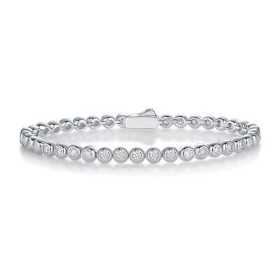 Brazalete de cadena de tenis moissanita VVS1 color D real de 2,5 mm de plata de ley 925 Foto 1 de 4