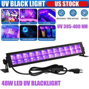 48W UV Light Bar Black Light Fixtures Ultraviolet Lamp Christmas DJ Party Club