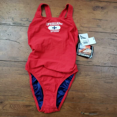 Traje de baño Speedo para mujer talla 32 (6) de una pieza salvavidas rojo NOS Foto 1 de 4